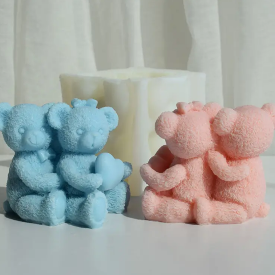 Molde de oso Pareja, abrazados 3D