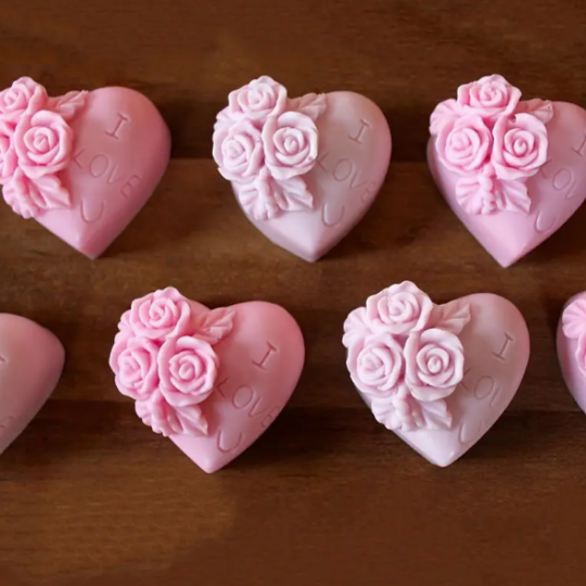 Corazon "De Amor" con rosa 3D