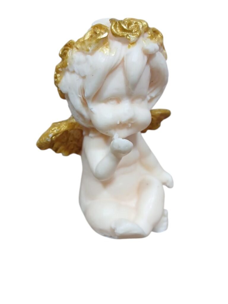 Molde ángel sentado con corona de ROSAS 3D