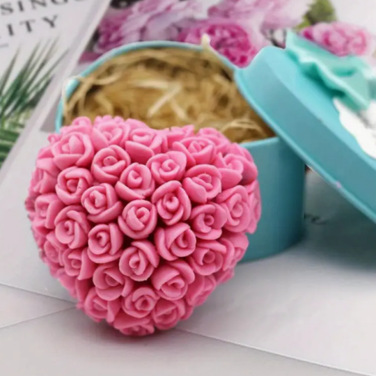 Molde corazón de rosas 3D