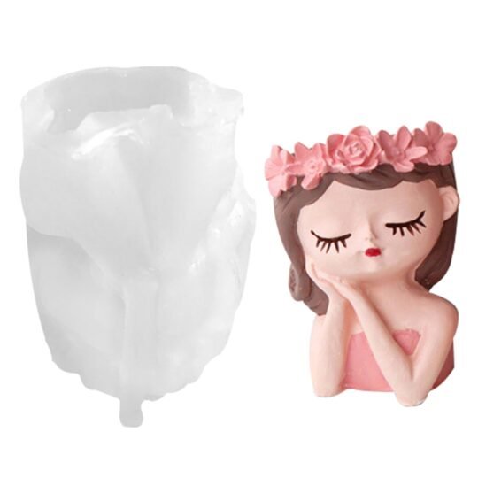 Molde niña, corona de ROSAS, soñando / J-0703