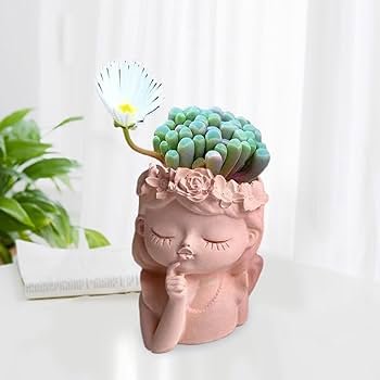 Molde niña, corona de ROSAS, pensando / J-0705