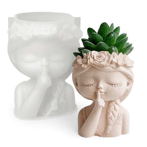 Molde niña, corona de ROSAS, silencio / J-0704